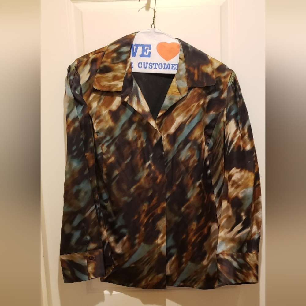 Jones New York Multicolor Abstract Button-Up Blouse